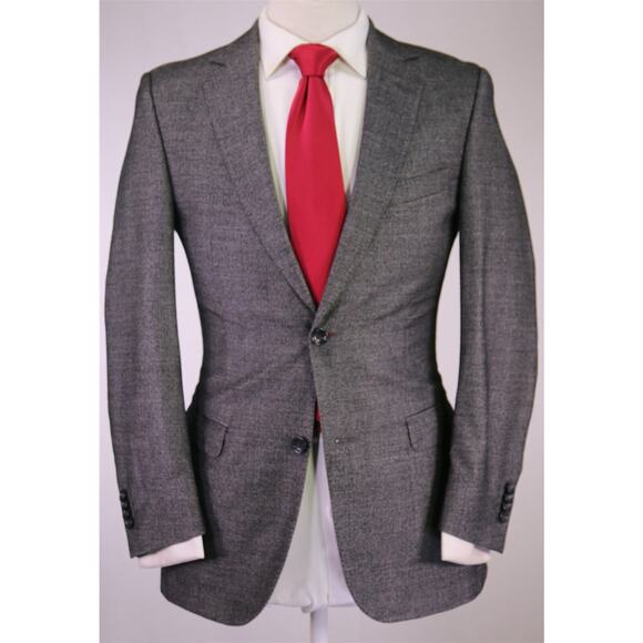 Richard James Gray/Black Tic Woven 2-Btn Slim Fit Wool Suit 36S - Picture 2 of 10